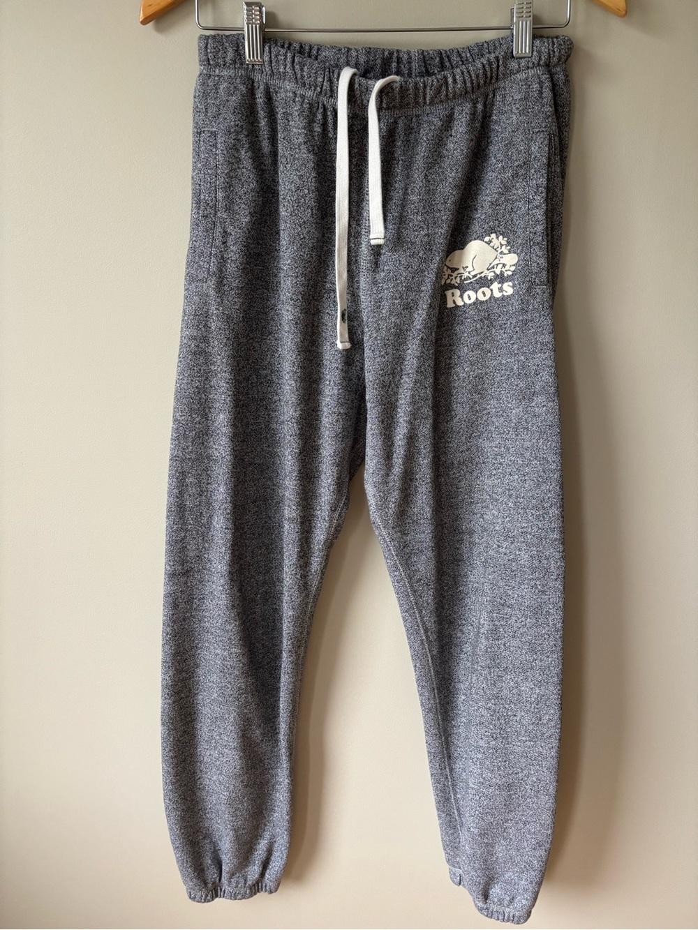 Roots Women's Gray Salt and Pepper Classic Drawstring Joggers Sweat Pants Small